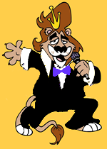 Indianapolis-based Krazy King Productions DJ/Karaoke - Lion mascot in his wedding tuxedo